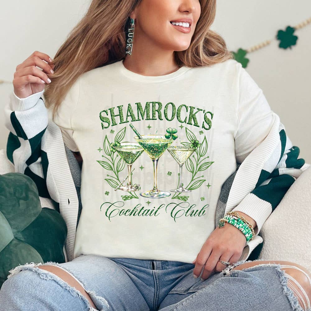 Shamrock's Cocktail Club Faux Glitter Tee