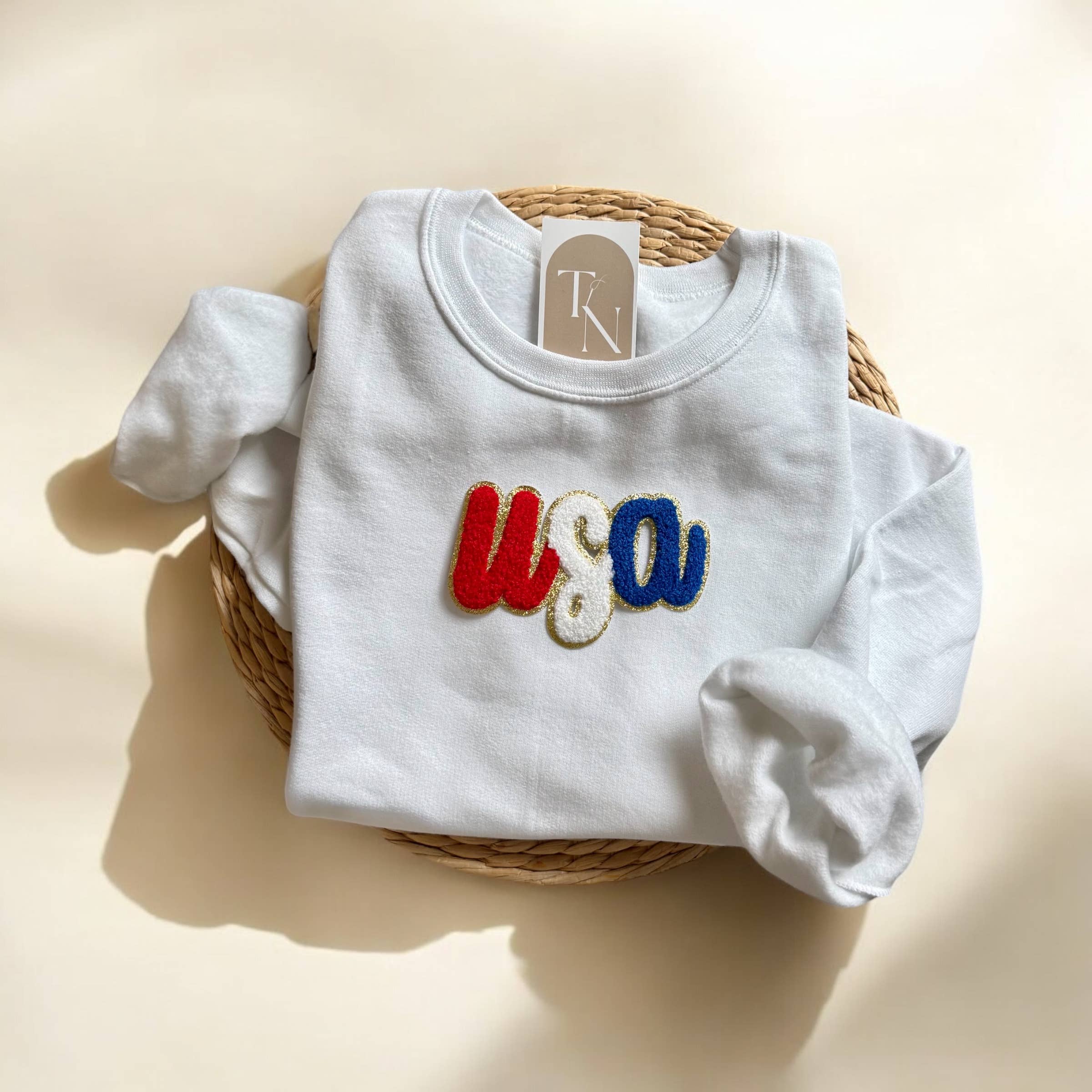 Chenille Patch USA Sweatshirt, Memorial Day Apparel
