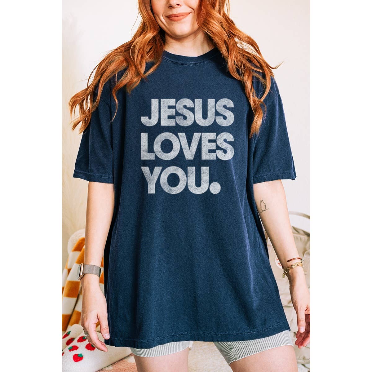 Jesus Loves You Vintage Graphic Oversized Tee