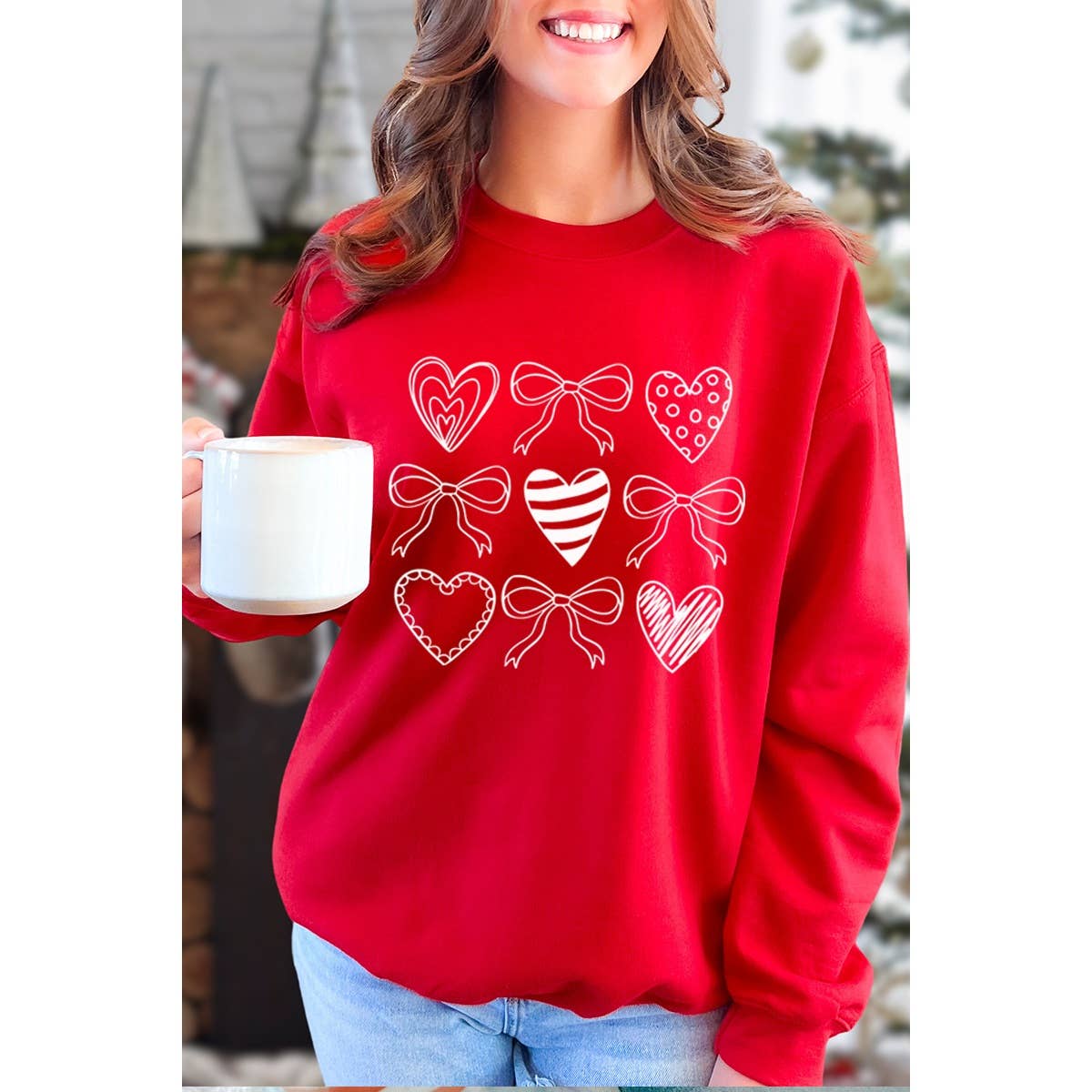 Coquette Heart Valentine  Graphic  Sweatshirts