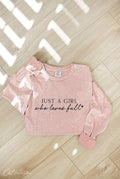 Just A Girl Who  Mineral Washed Long Sleeve Graphic Top