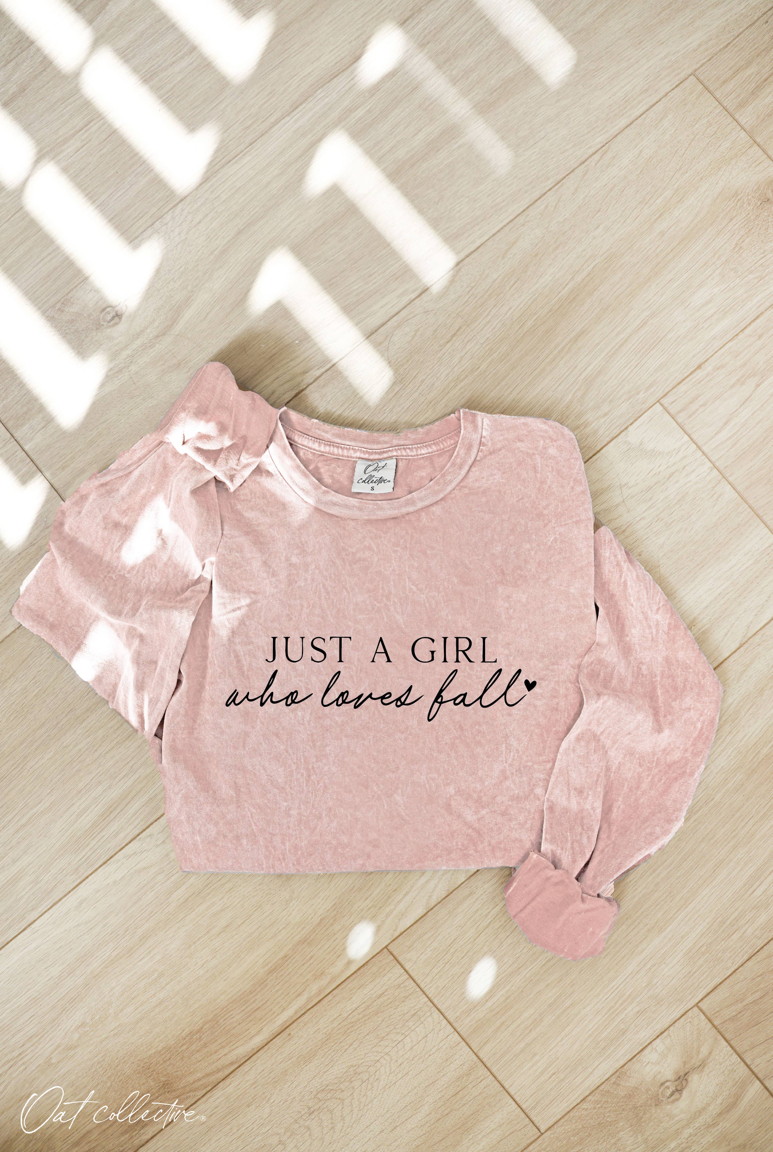 Just A Girl Who  Mineral Washed Long Sleeve Graphic Top