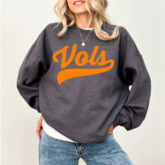 Vols, Dark Heather Gray Crew Fleece Sweatshirt