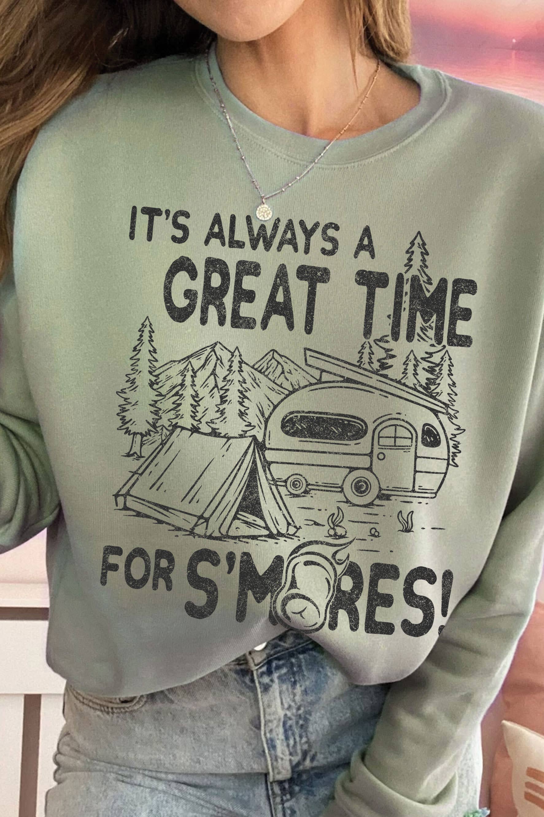 Camp It's Always A Great Time For S'mores Brush Sweatshirts