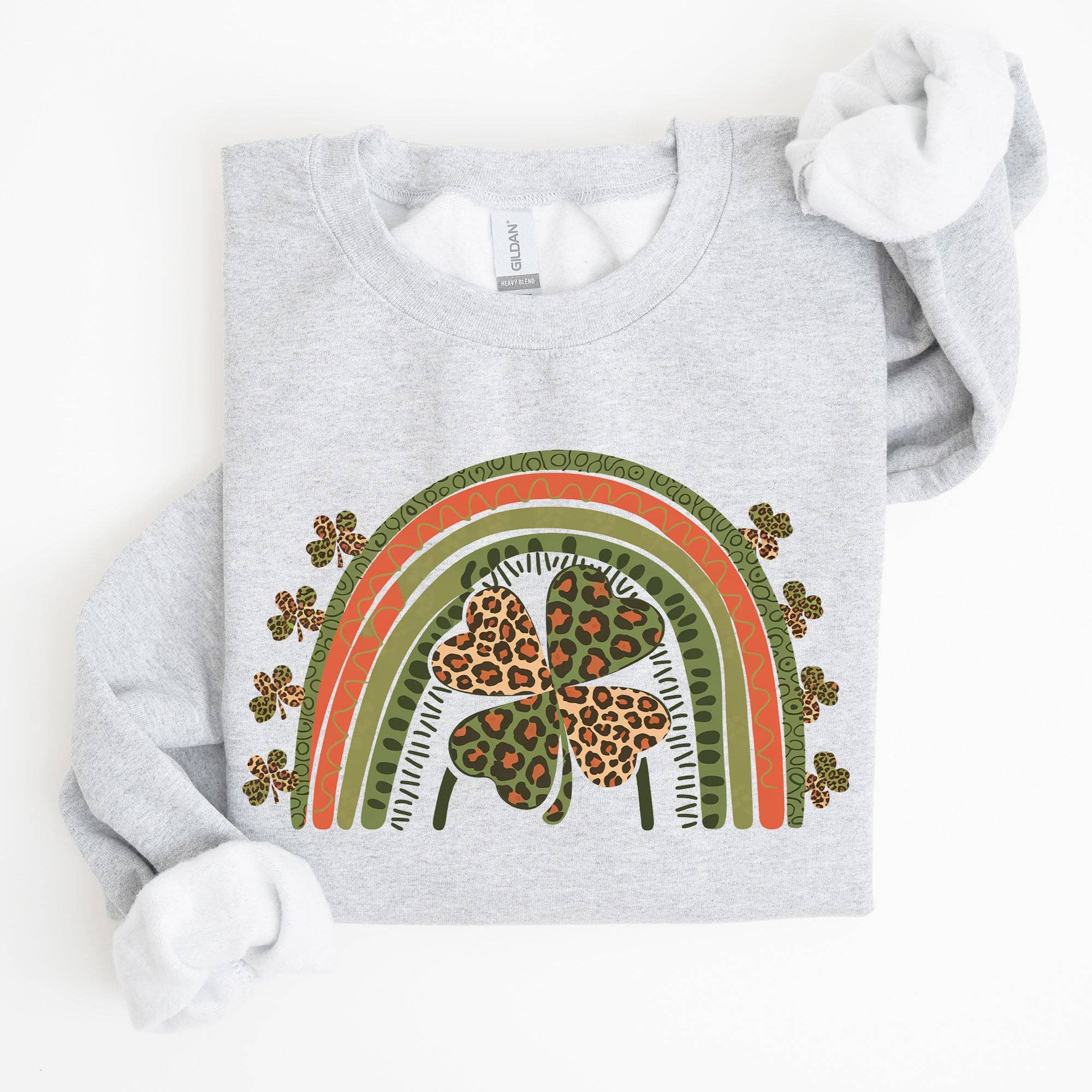 Leopard Rainbow, Shamrock Clover St Patrick's Day Sweatshirt