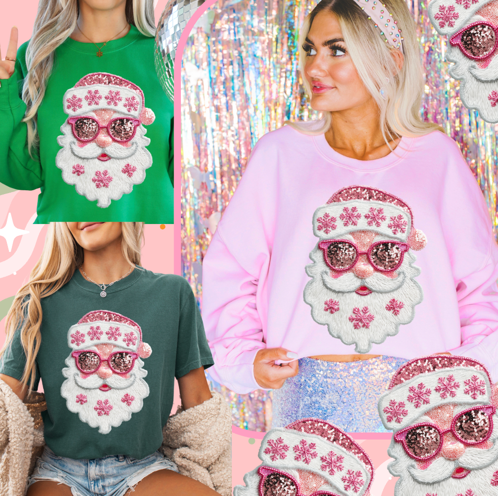 Pretty Pink Faux Sequin Santa