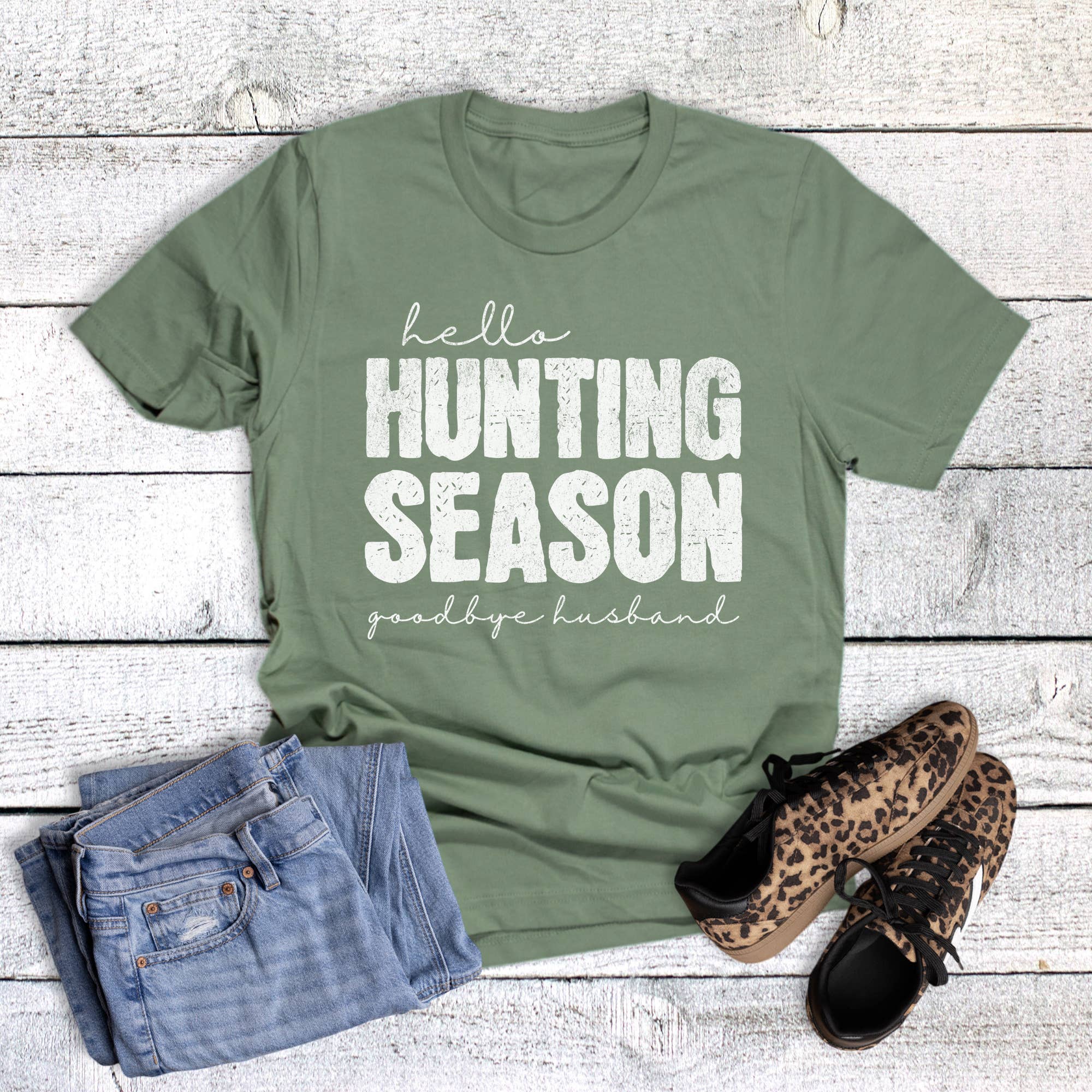 Hello Hunting Season Goodbye Husband Graphic Tee