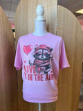 Love Is in the Air Raccoon - Valentine Tee On Pink
