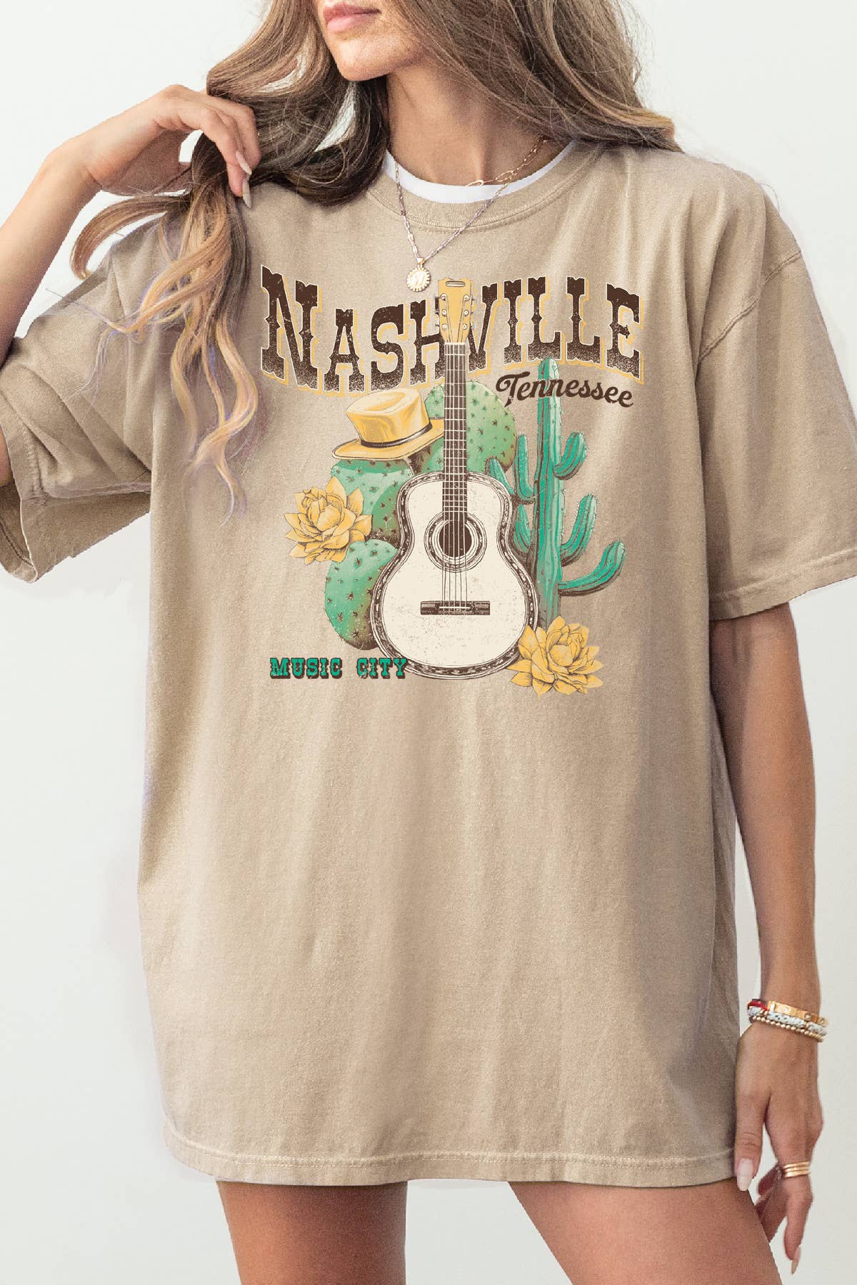 Women Nashville Graphic Print Oversize Loose Top