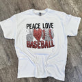 Peace Love Baseball On White Tee