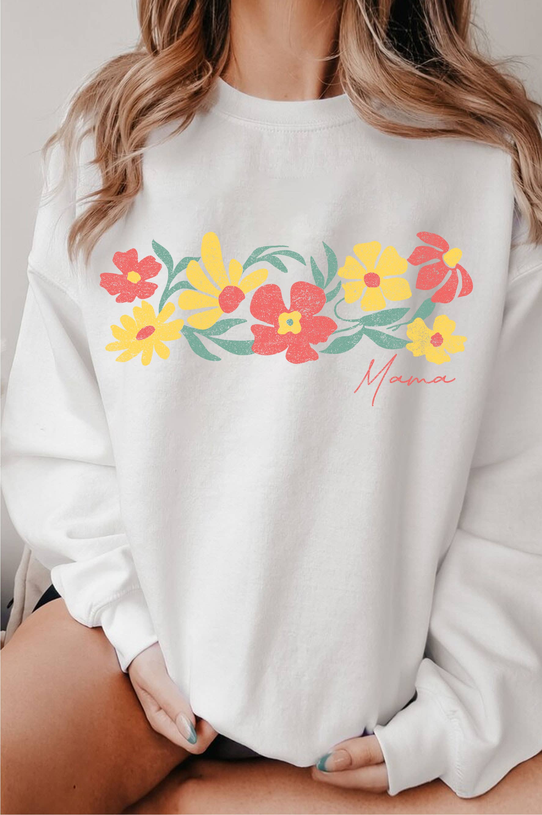 Floral Mama Graphic Brushed Sweatshirts