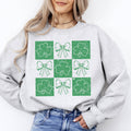 Checkered, Ribbon, Bows St Patrick's Day Shamrock Sweatshirt