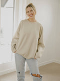 LivyLu Sand Blank Thrifted Sweatshirt