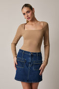 Square Neck Long Sleeve Bodysuit