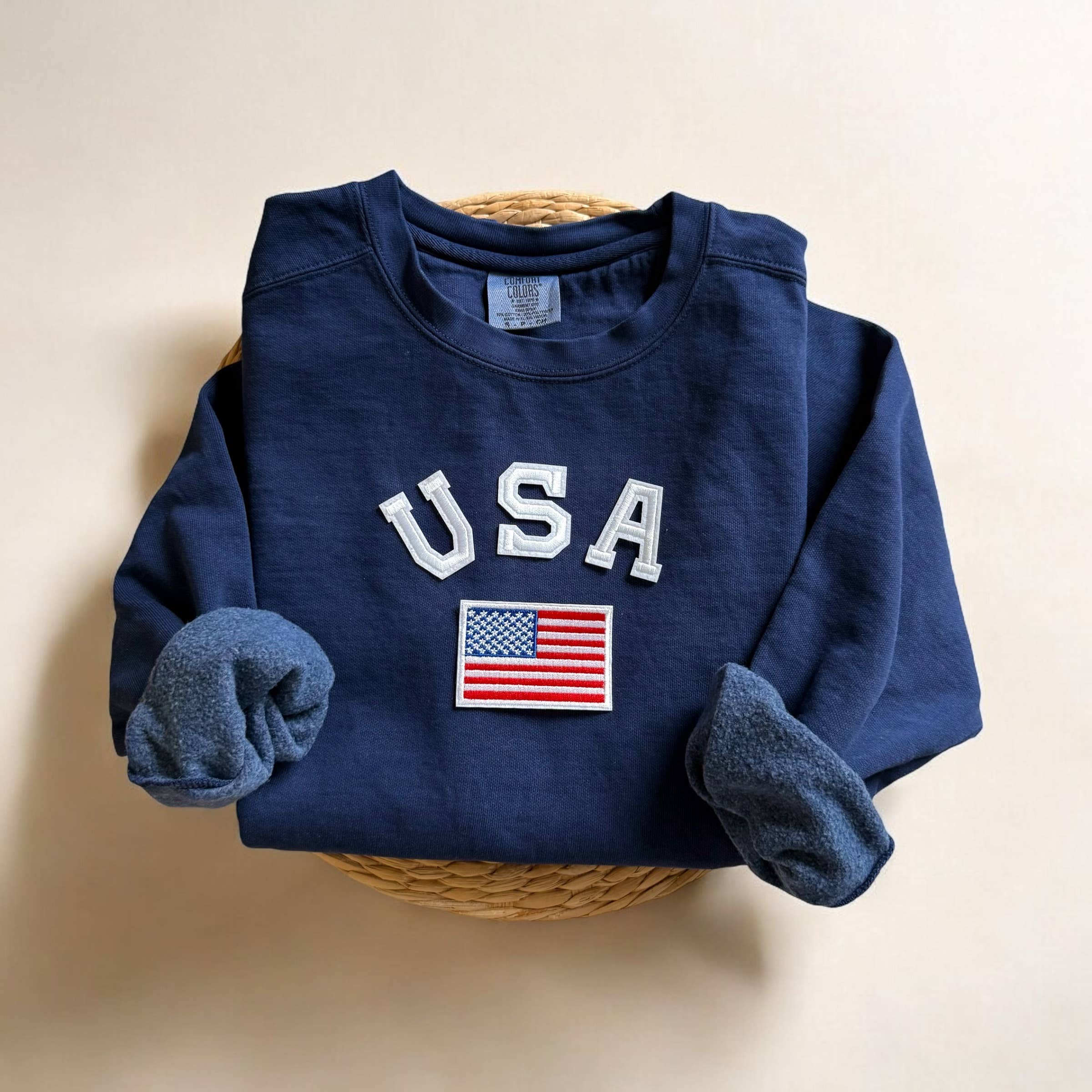 Comfort Colors USA Flag Sweatshirt, Patriotic Apparel
