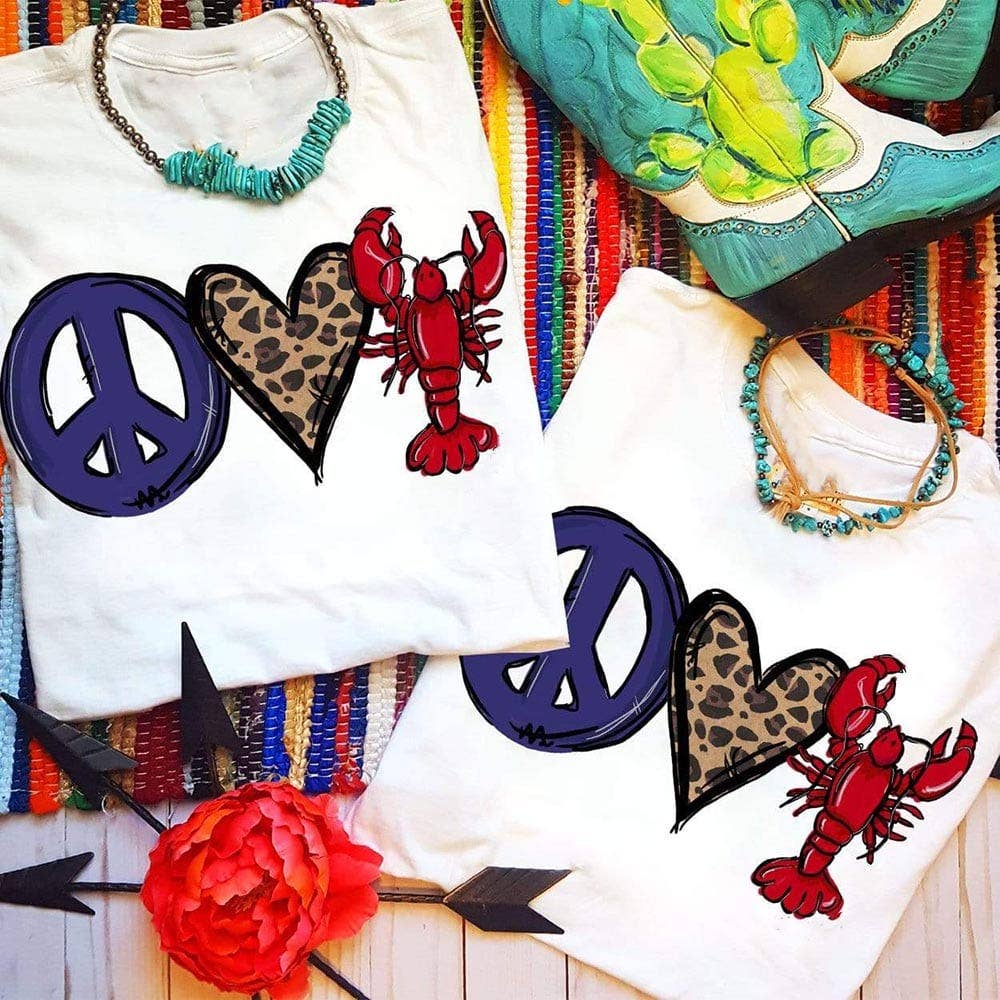 Peace Love Crawfish - White