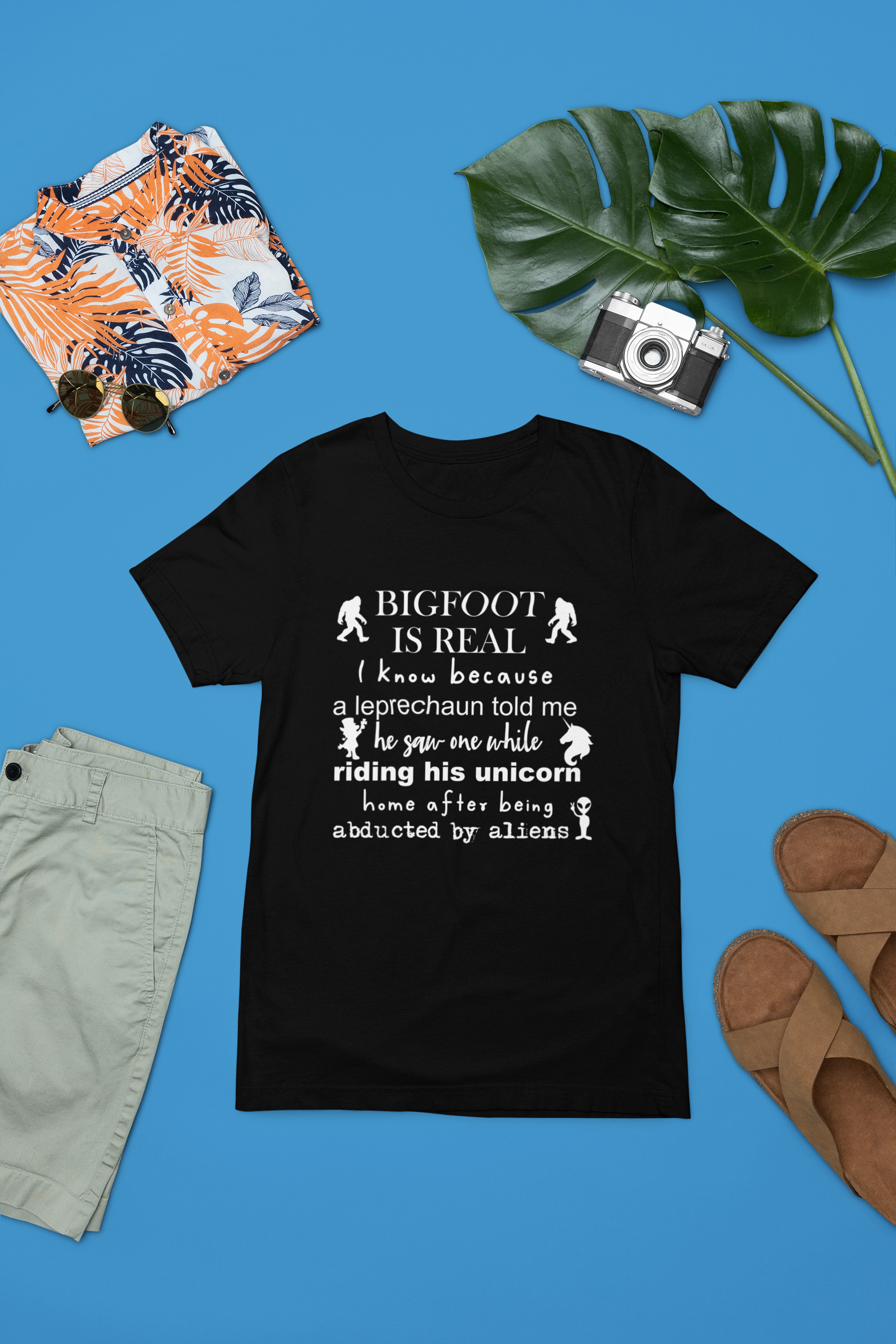 Bigfoot Is Real T-Shirt (Black or Light Blue)