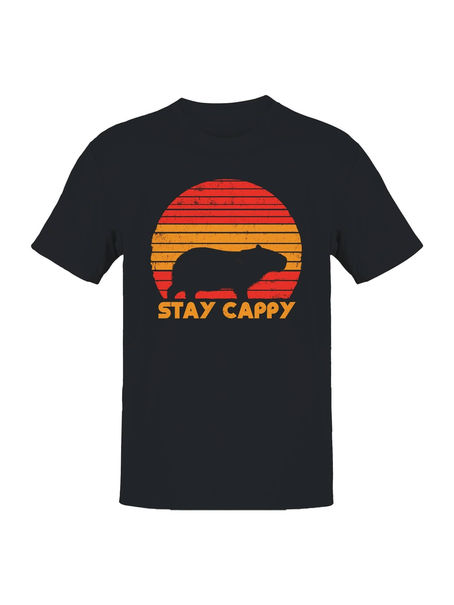 Retro Capybara Sunset Graphic Men's T-Shirt