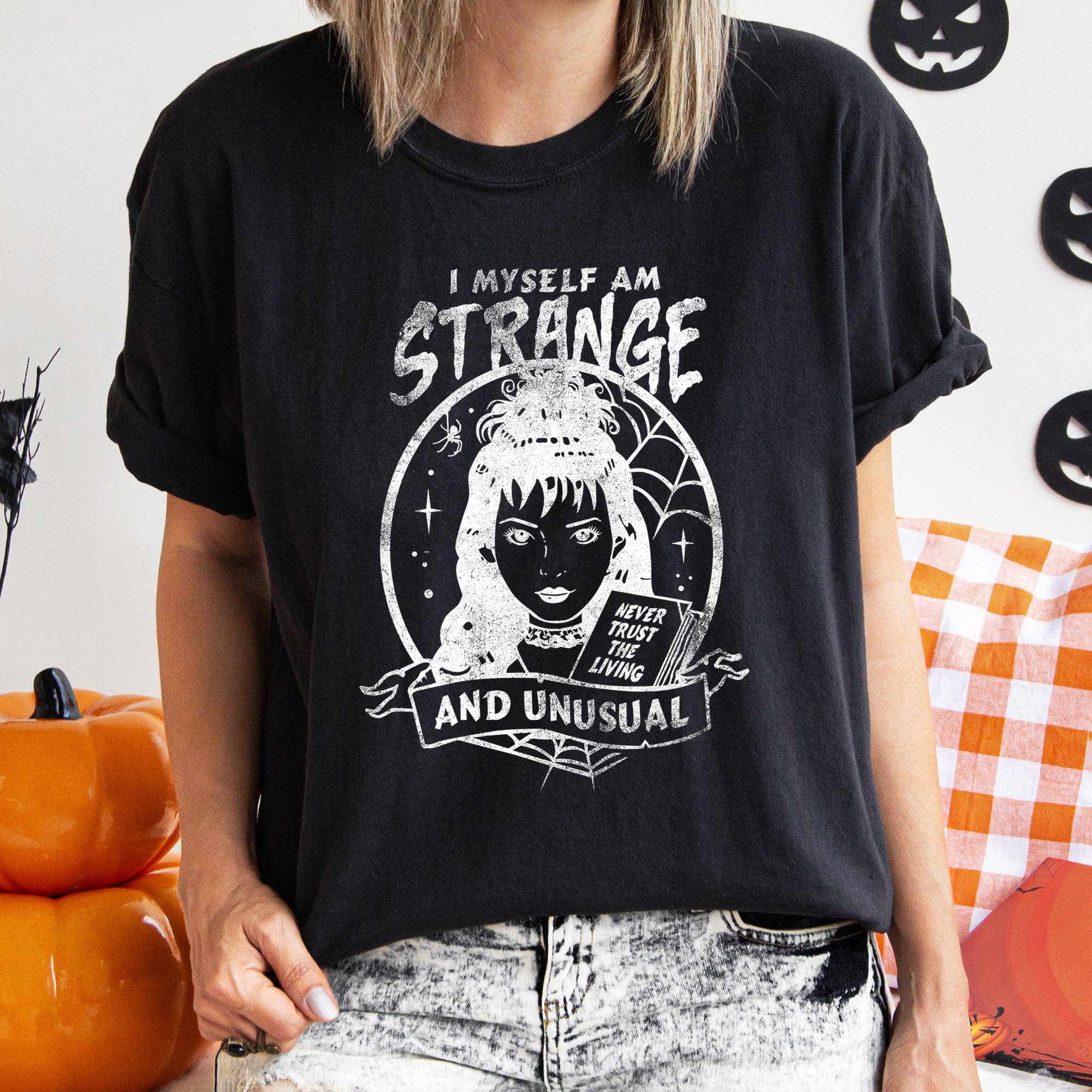 I Myself Am Strange Retro Halloween T-Shirt White Print
