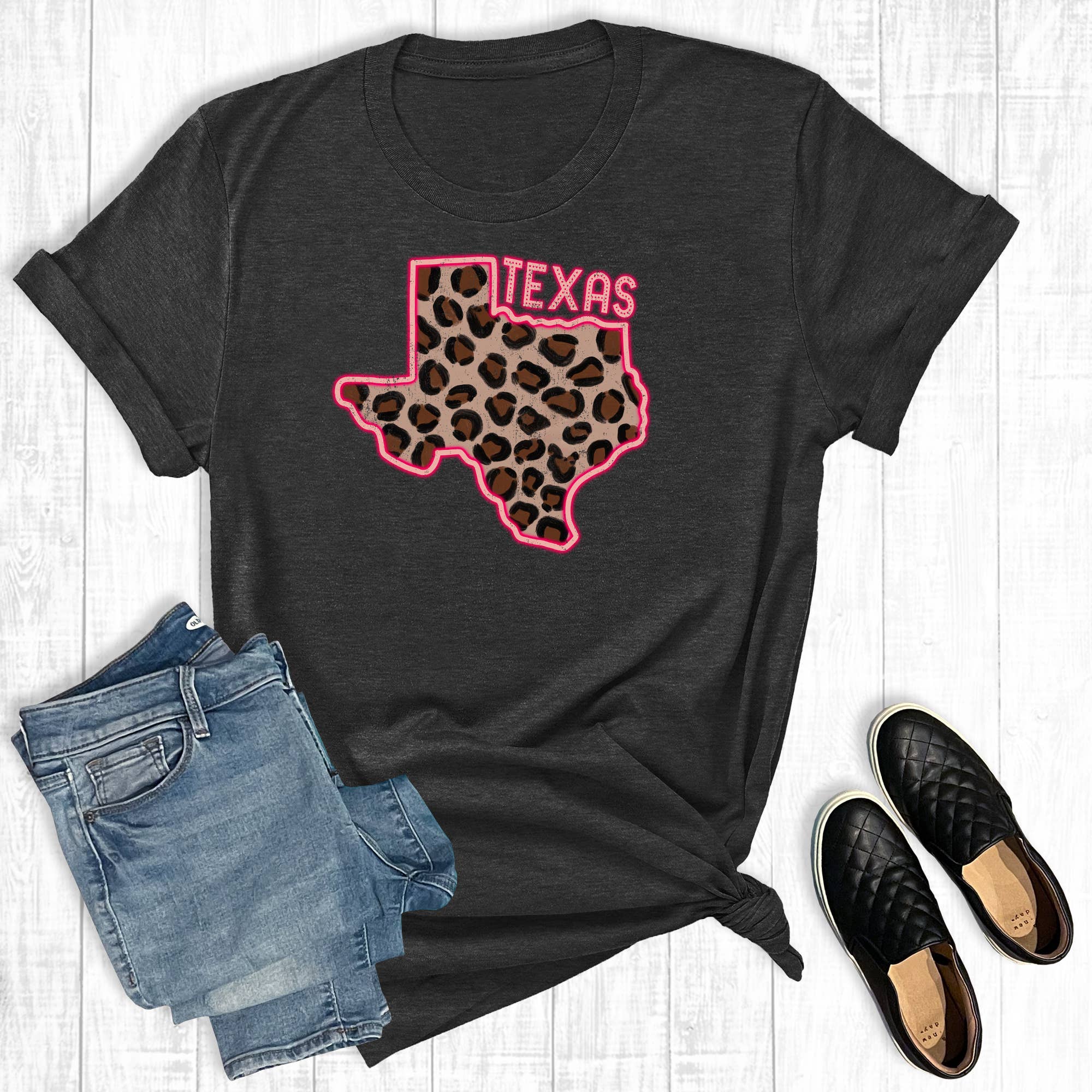 Neon Leopard Texas Graphic Tee