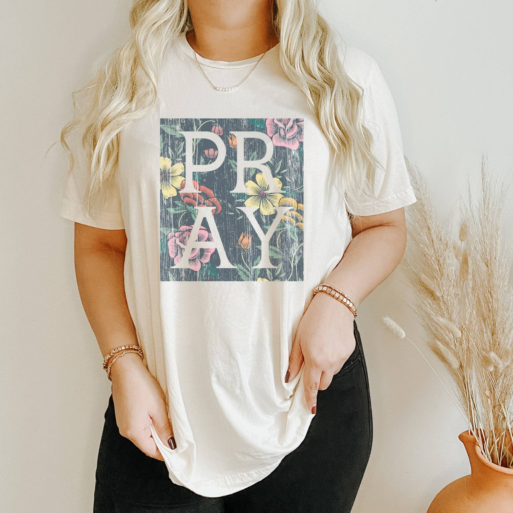 Distressed Floral Pray | Christian Tshirt