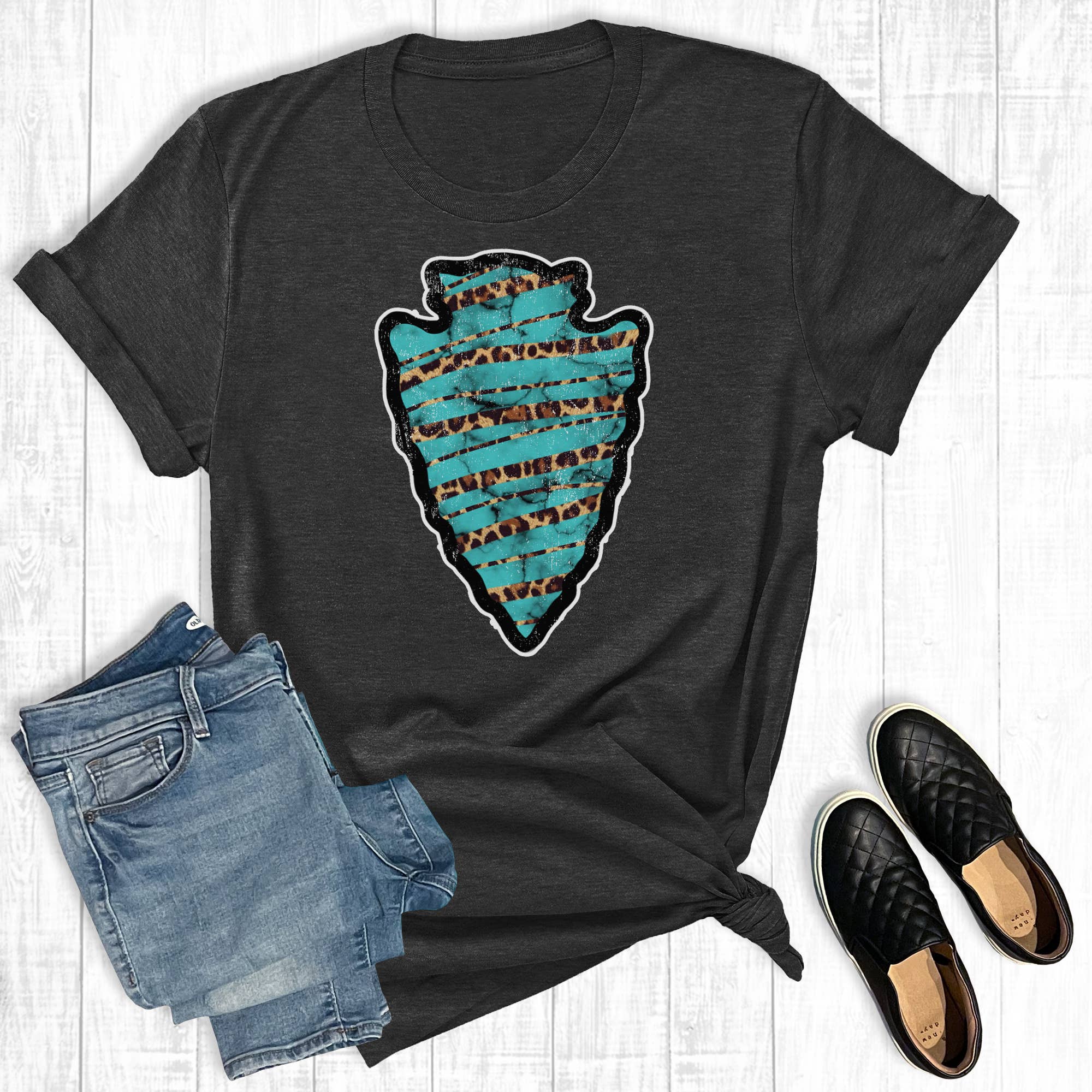 Western Turquoise Leopard Arrowhead Graphic Tee