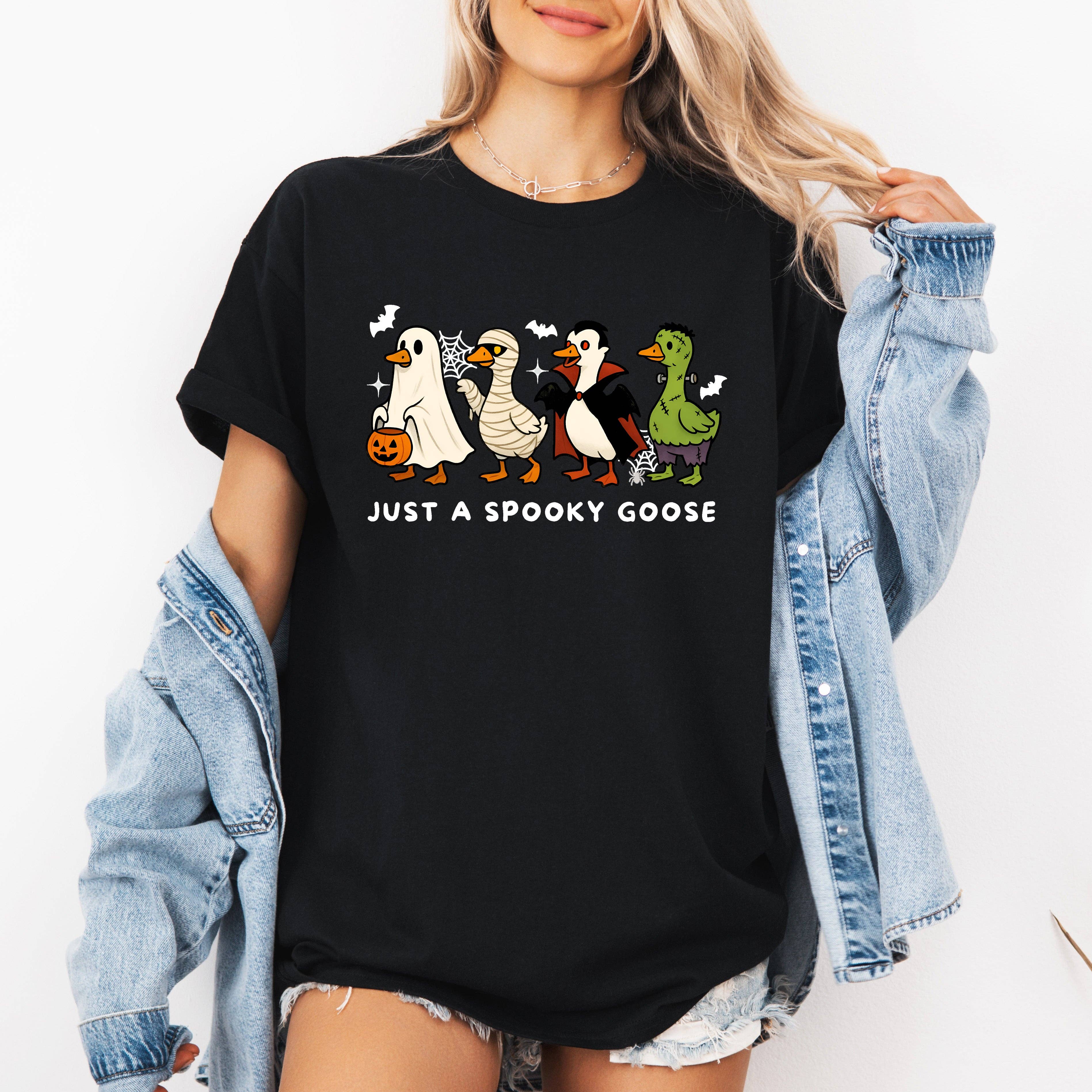 Just A Spooky Goose Vampire, Ghost, Mummy, Halloween Tshirt