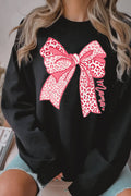 Coquette Leopard Bow Mama Graphic Brushed Sweatshirts