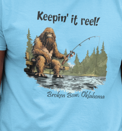 Bigfoot Fishing T-Shirt - Keepin' It Reel W/Your Location