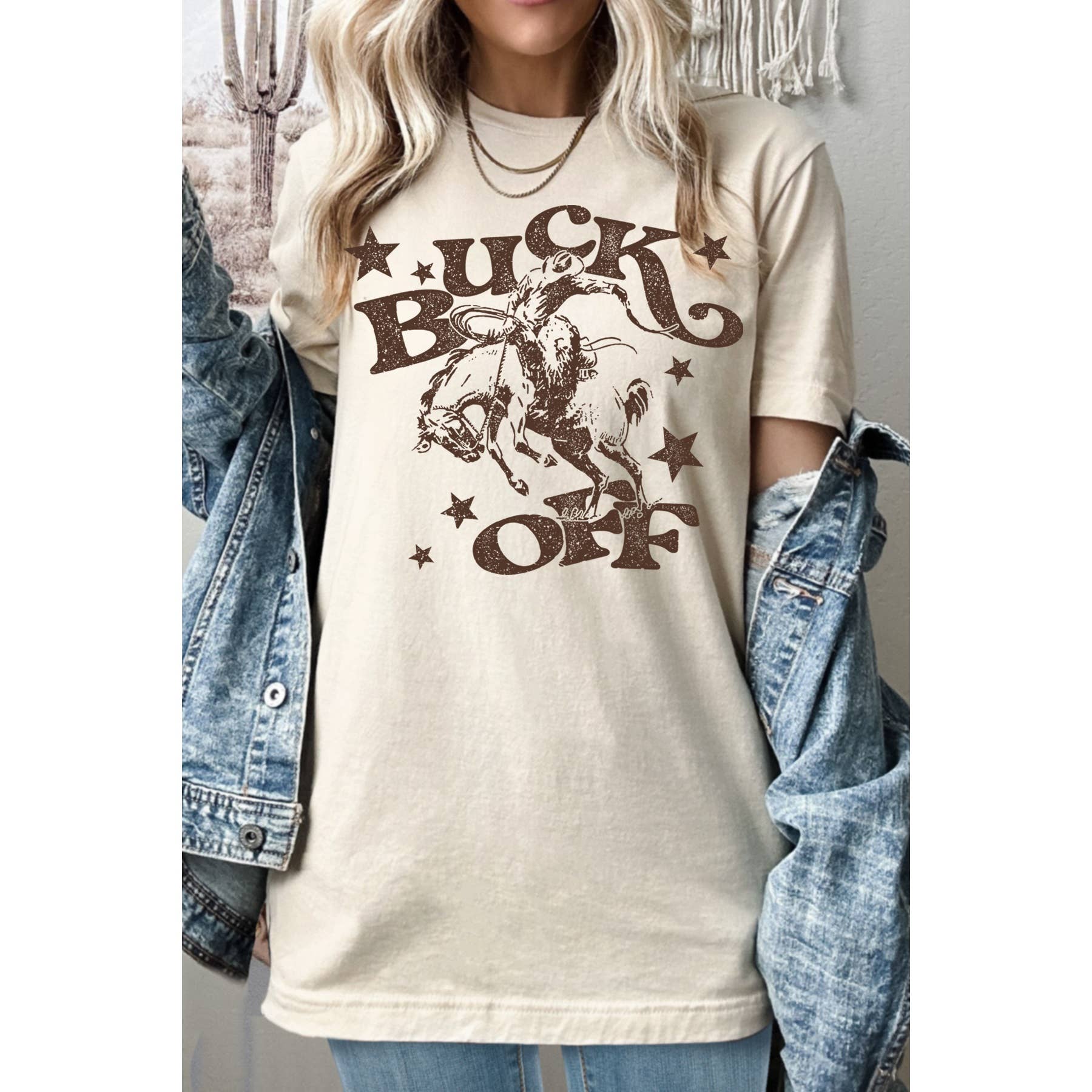 Ub Buck Off Women's Relaxed Fit Screen Printed T-Shirt