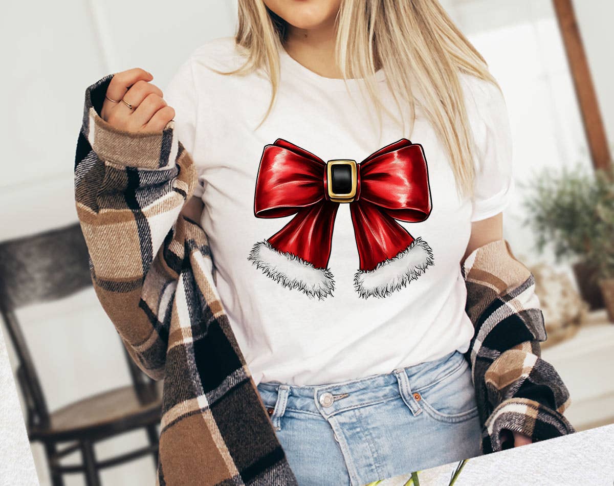 Christmas Coquette Bow - Santa Christmas T-Shirt