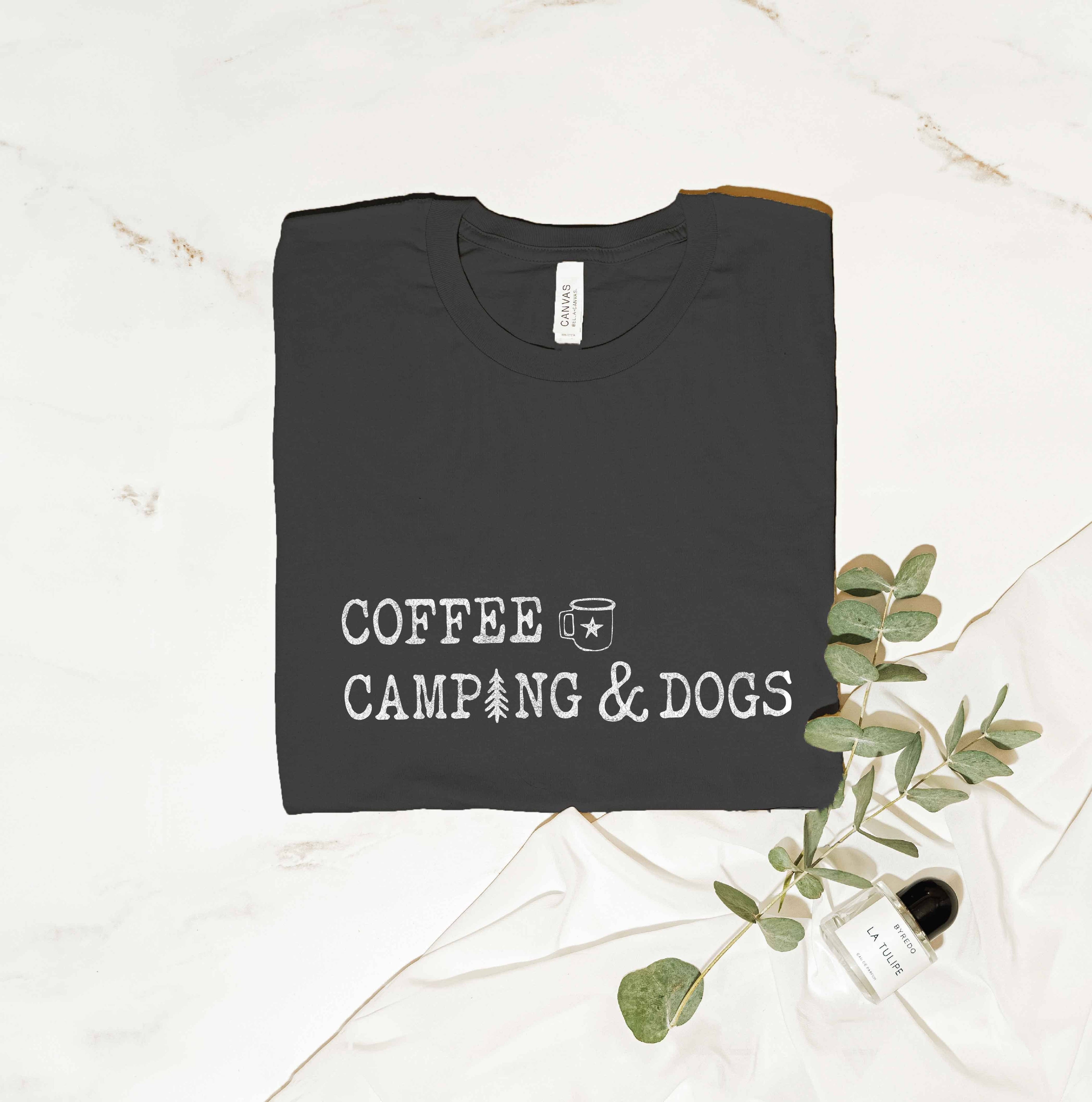 Coffee Camping and Dogs Graphic T-Shirt