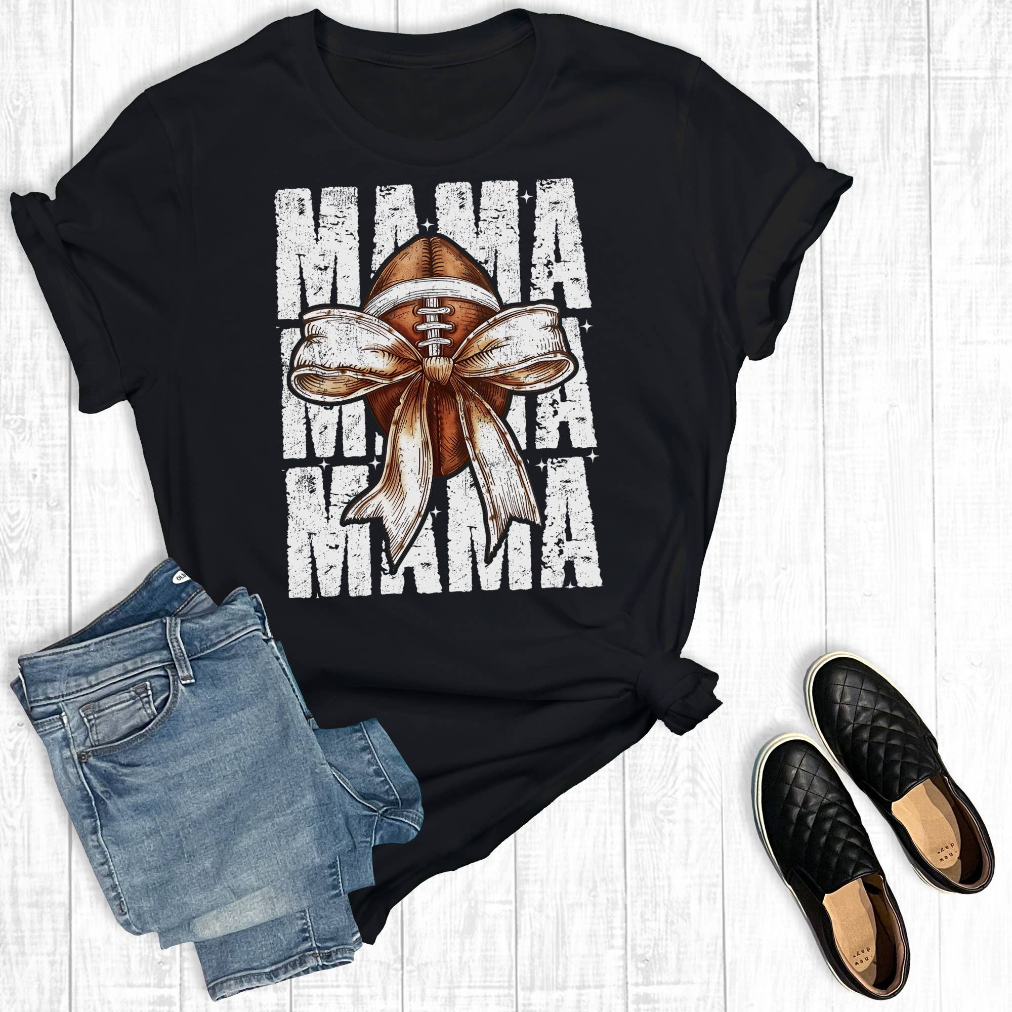 Football Mama Coquette Bow Graphic Tee