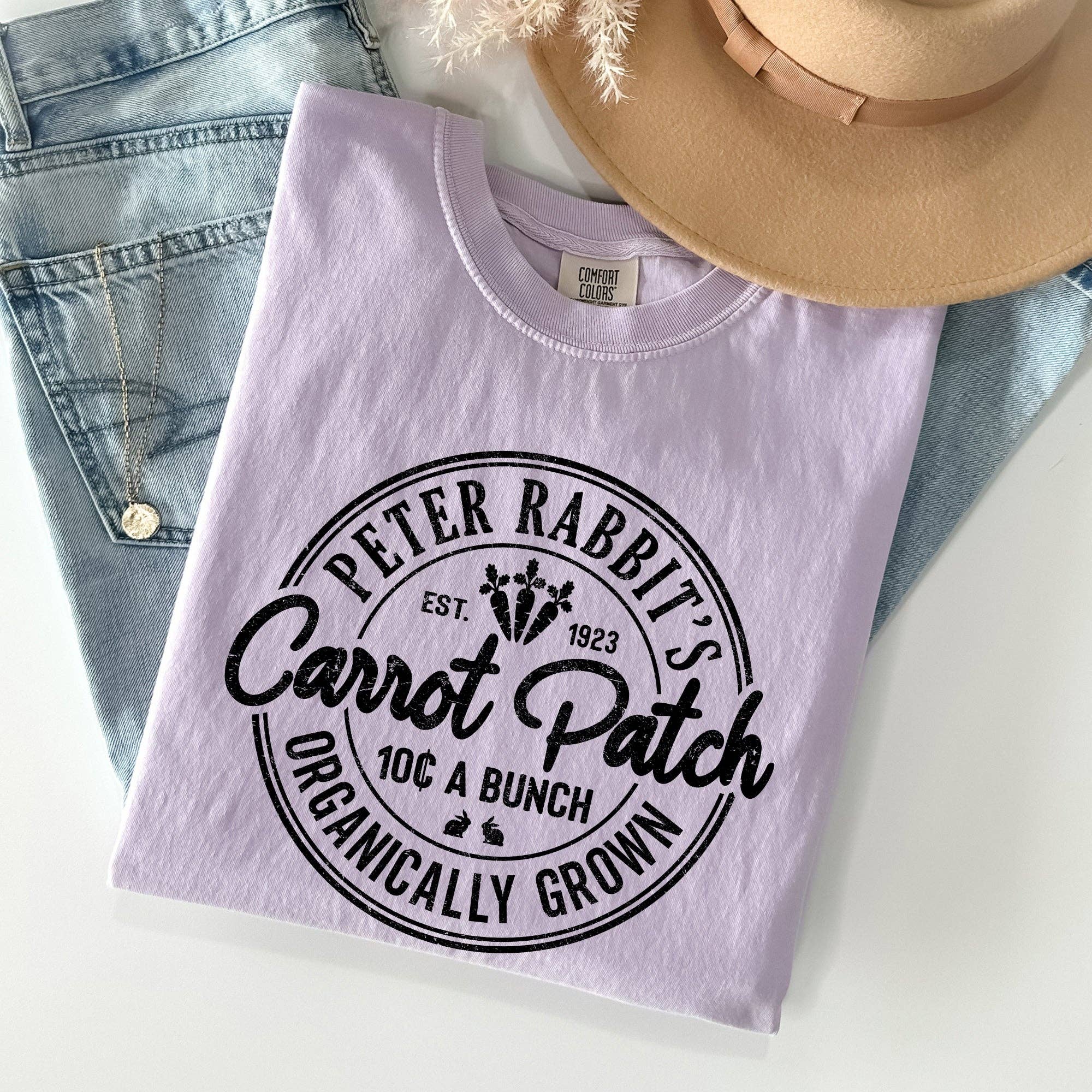 Peter Rabbit's Carrot Patch, Retro Farm Sign, Easter Tshirt