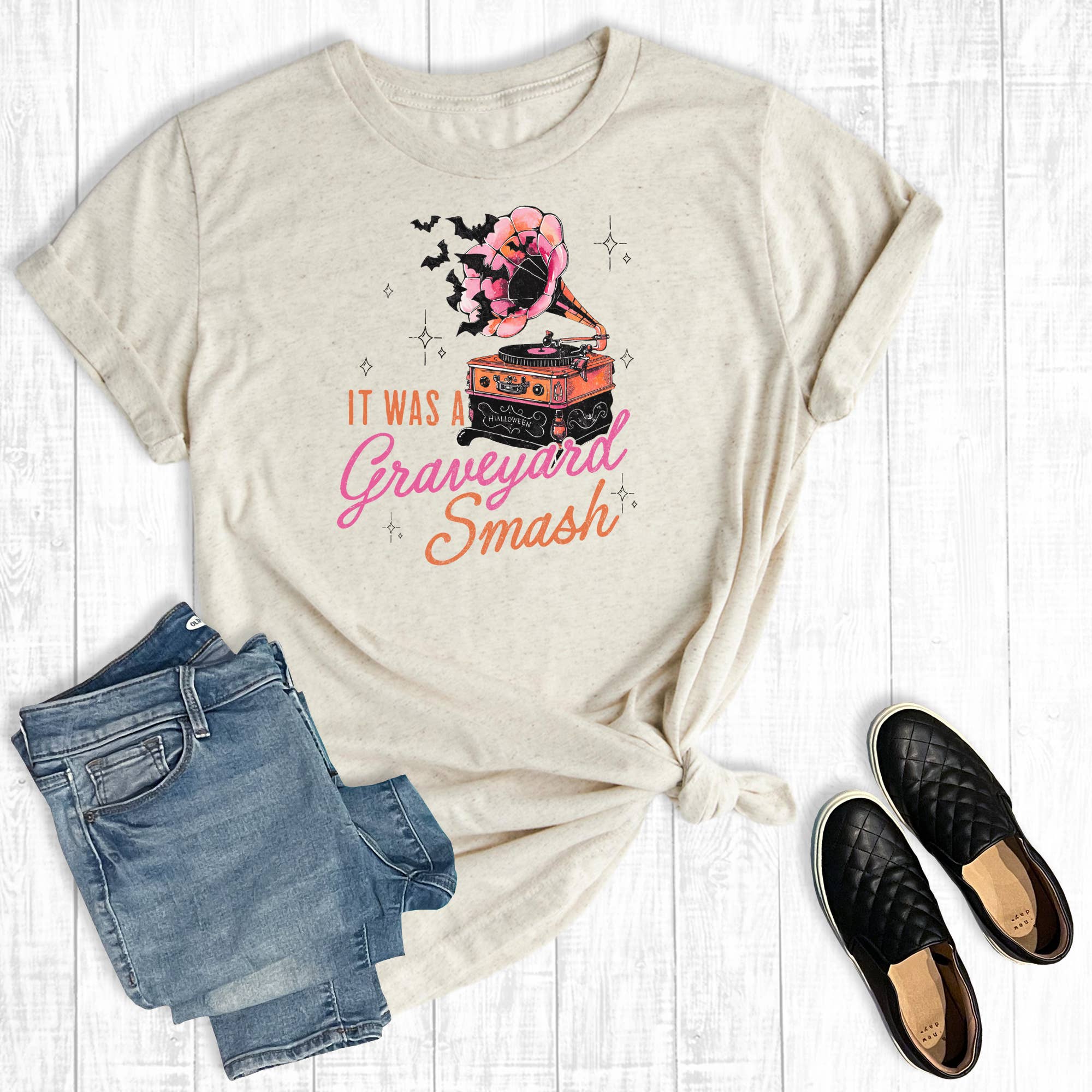 Retro Halloween It's A Graveyard Smash Graphic Tee