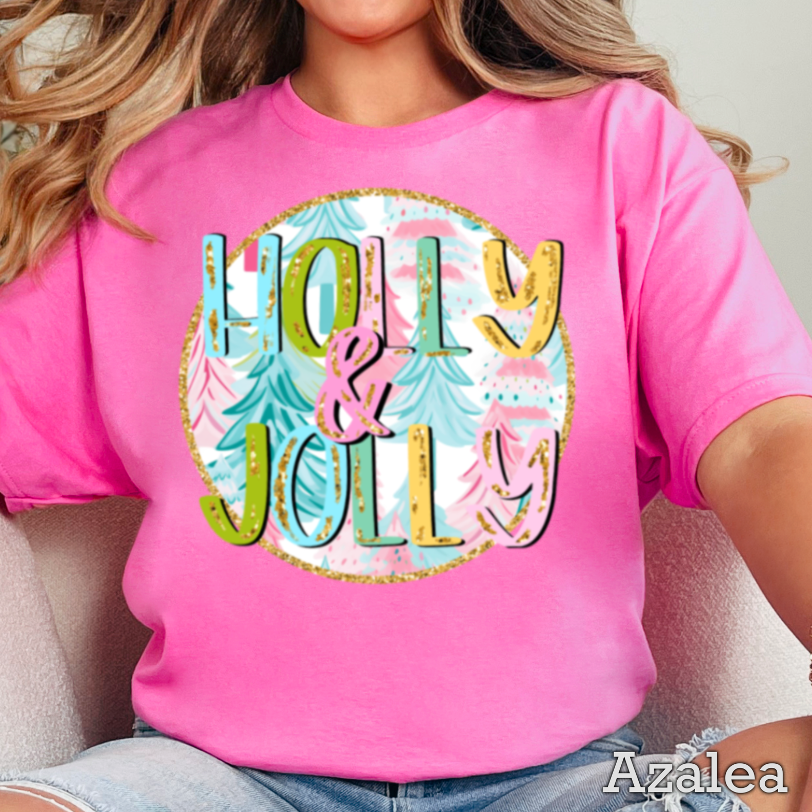 Holly and Jolly Christmas 2025 Graphic Tee | Gildan