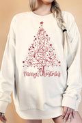 Glitter Christmas Tree Oversize Graphic Terry Sweatshirts