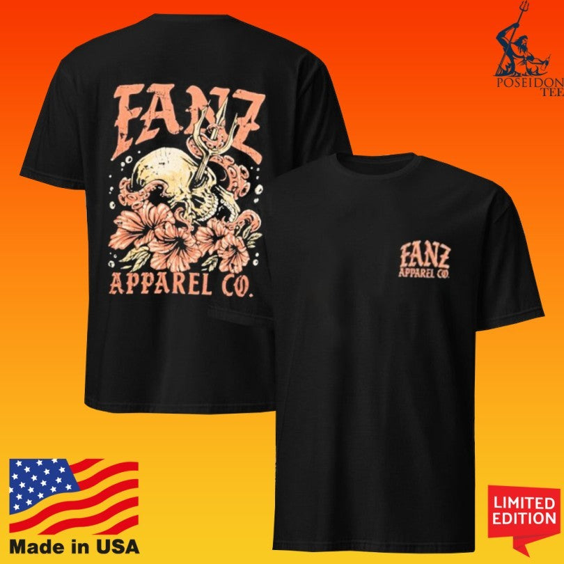 Fishing And Adventure Flower Skull T-shirt