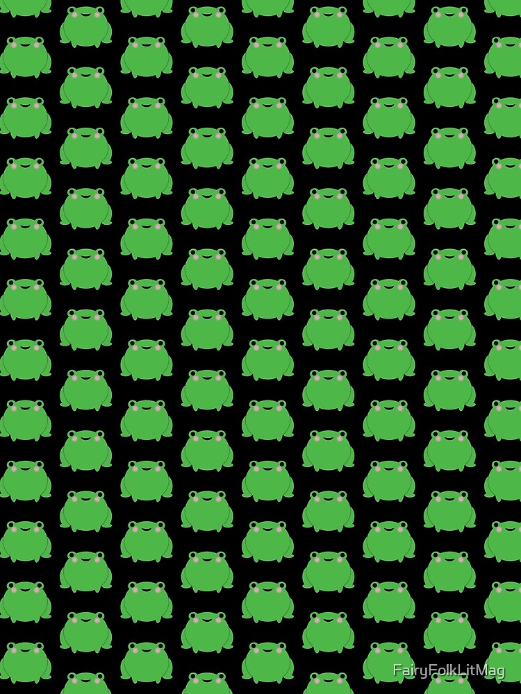 Lil Frog Repeating Black Background by FairyFolkLitMag