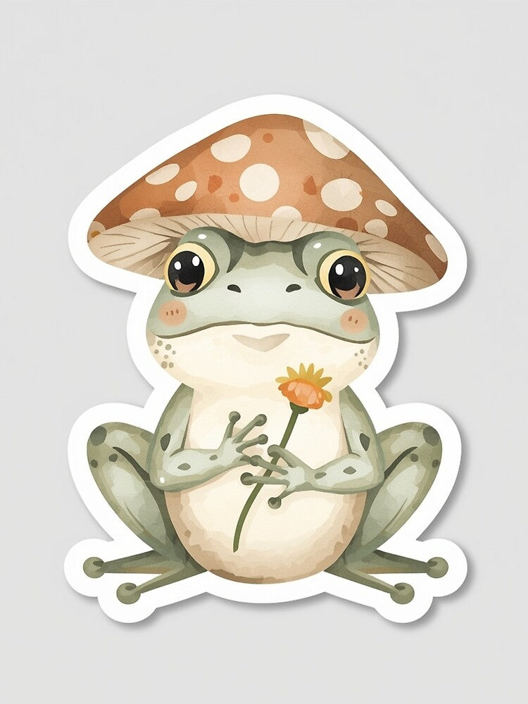 Cute Mushroom Frog Cottagecore Sticker by soldbyelijah