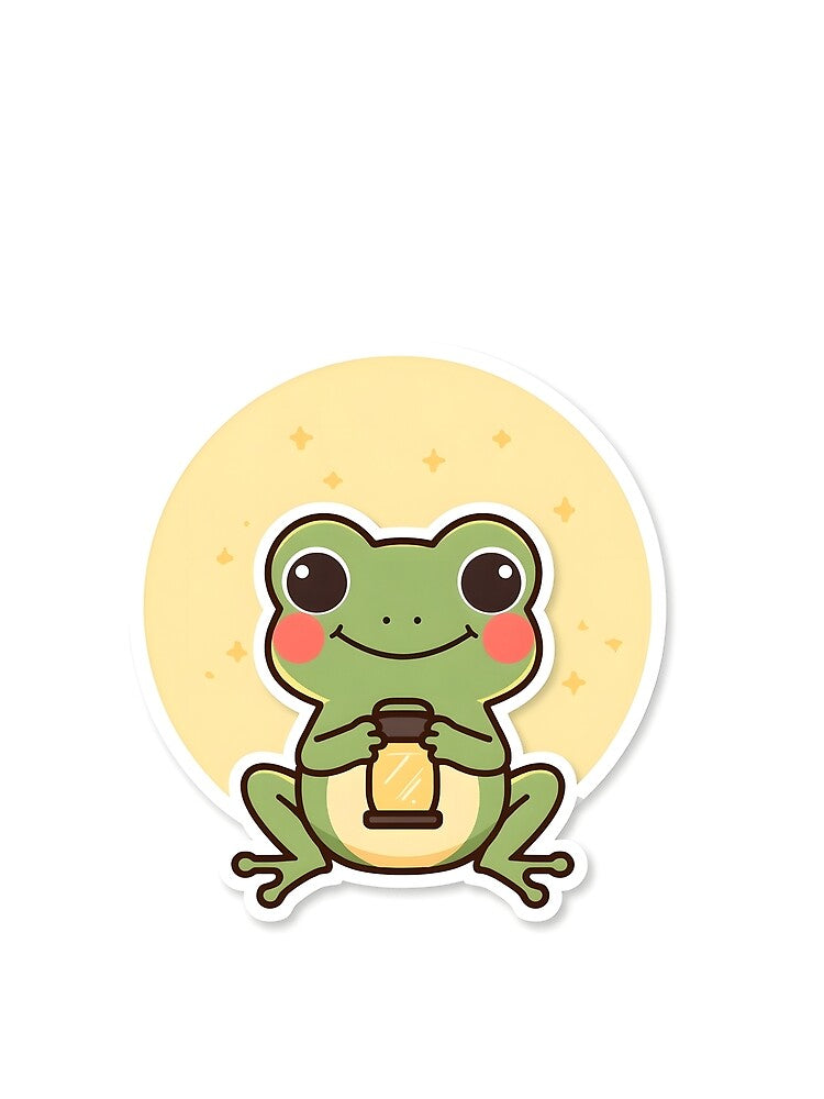 Kawaii Frog Full Moon Lantern Night Sticker by KooksStudio