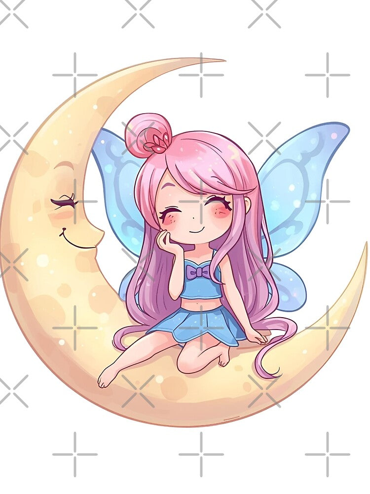 Cute fairy on a crescent moon by SimonsDesignArt