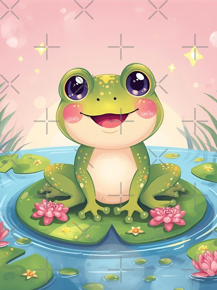 Funny frog on a lily pad by SimonsDesignArt
