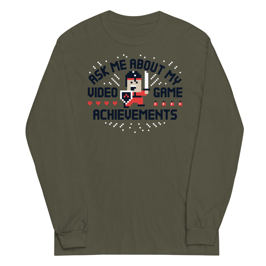 Ask Me About My Video Game Achievements Unisex Long Sleeve Tee
