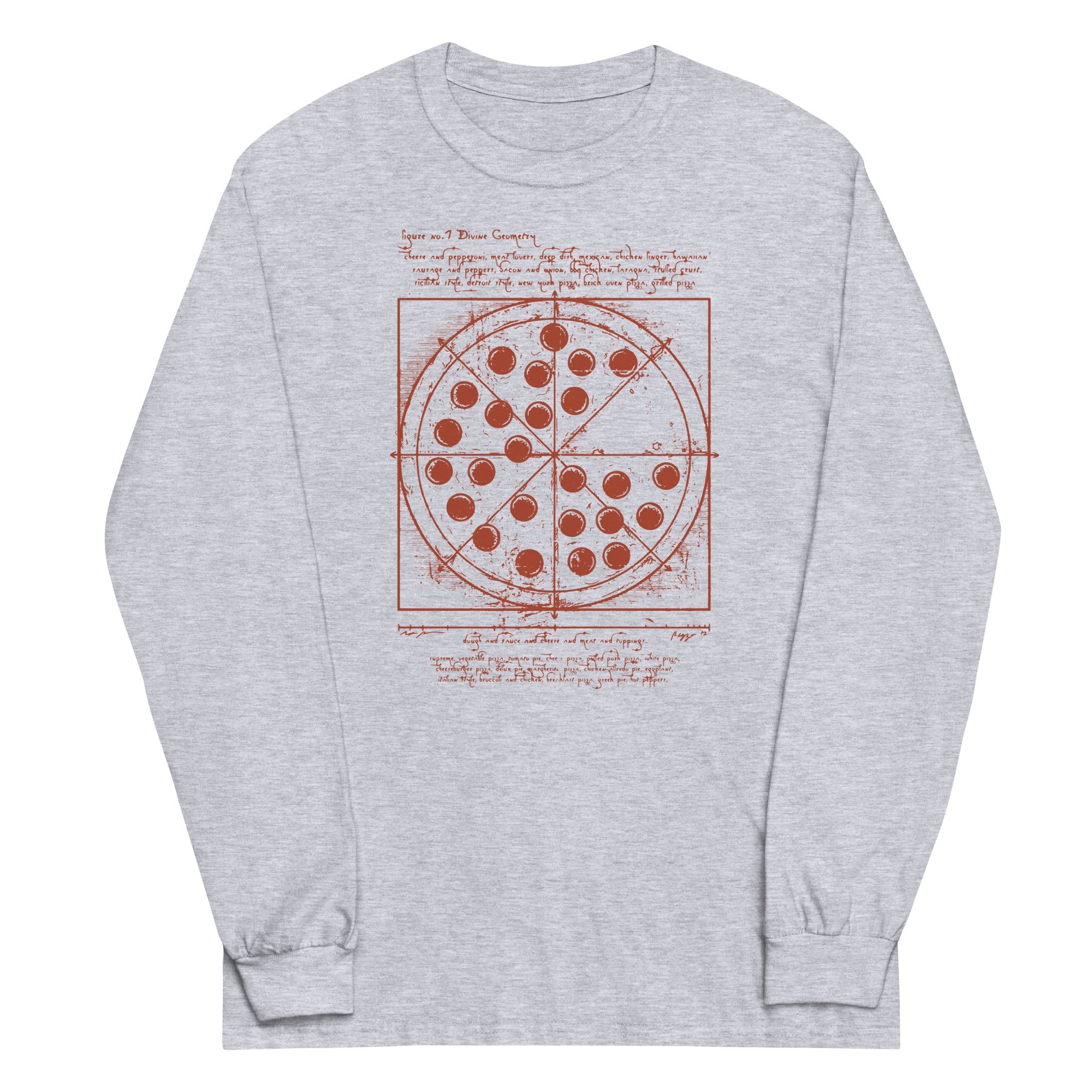Vitruvian Pizza Unisex Long Sleeve Tee
