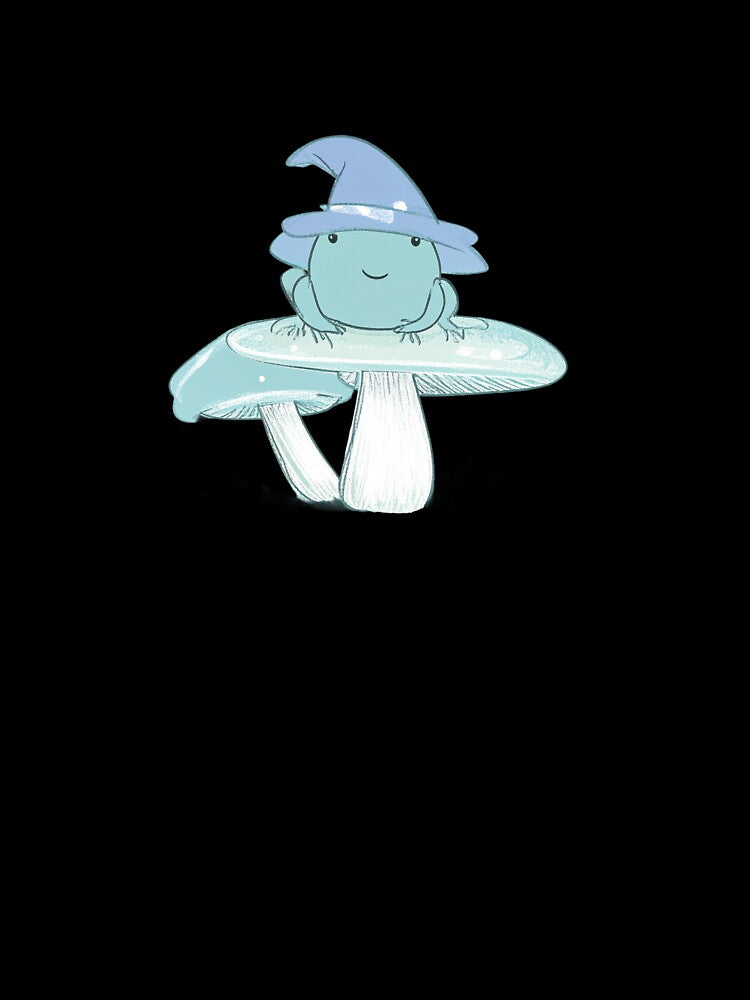 Cute Frog Wizard on Mushroom – Cottagecore Magical Frog Illustration by Aerlume