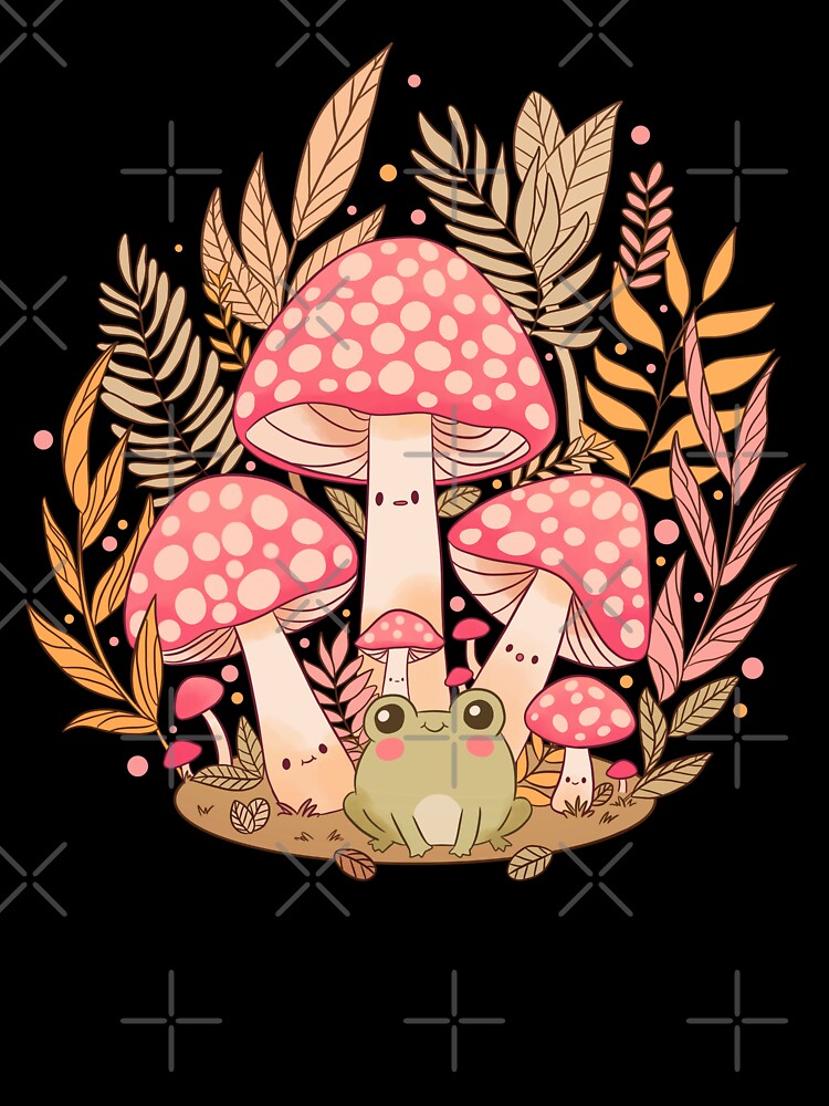 Cottagecore vintage frog and mushrooms by Yarafantasyart