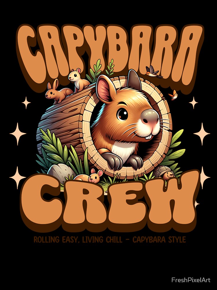 Capybara Crew – Rolling with Crew, Chilling by FreshPixelArt