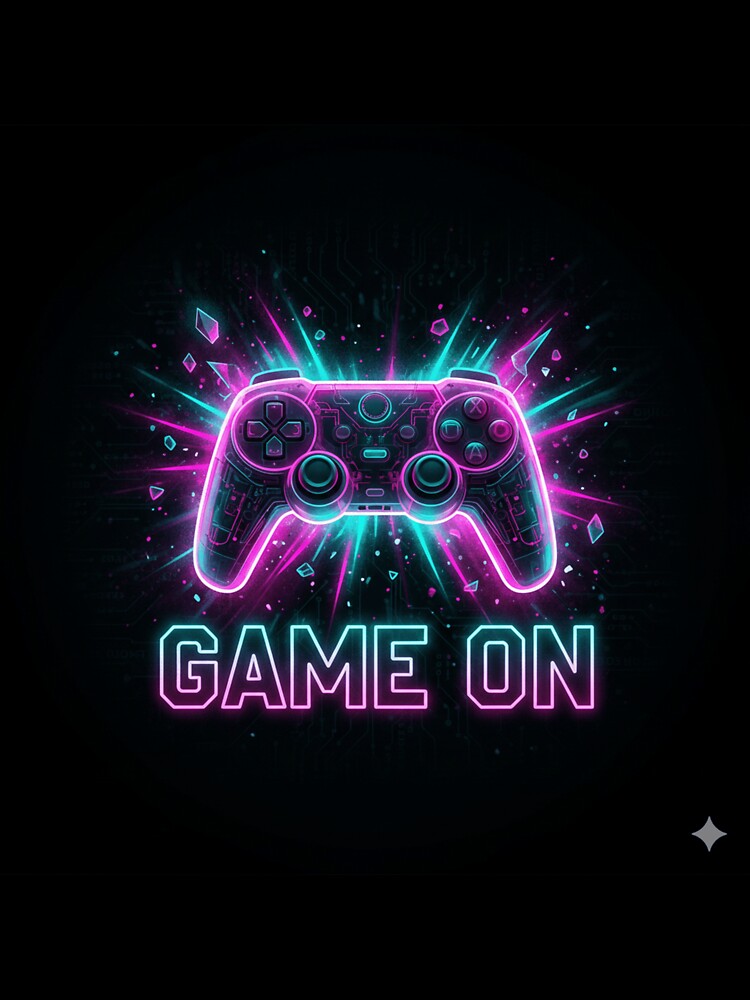 Game On Neon Gaming Controller – Cyberpunk Gamer Design by R & K Fashions