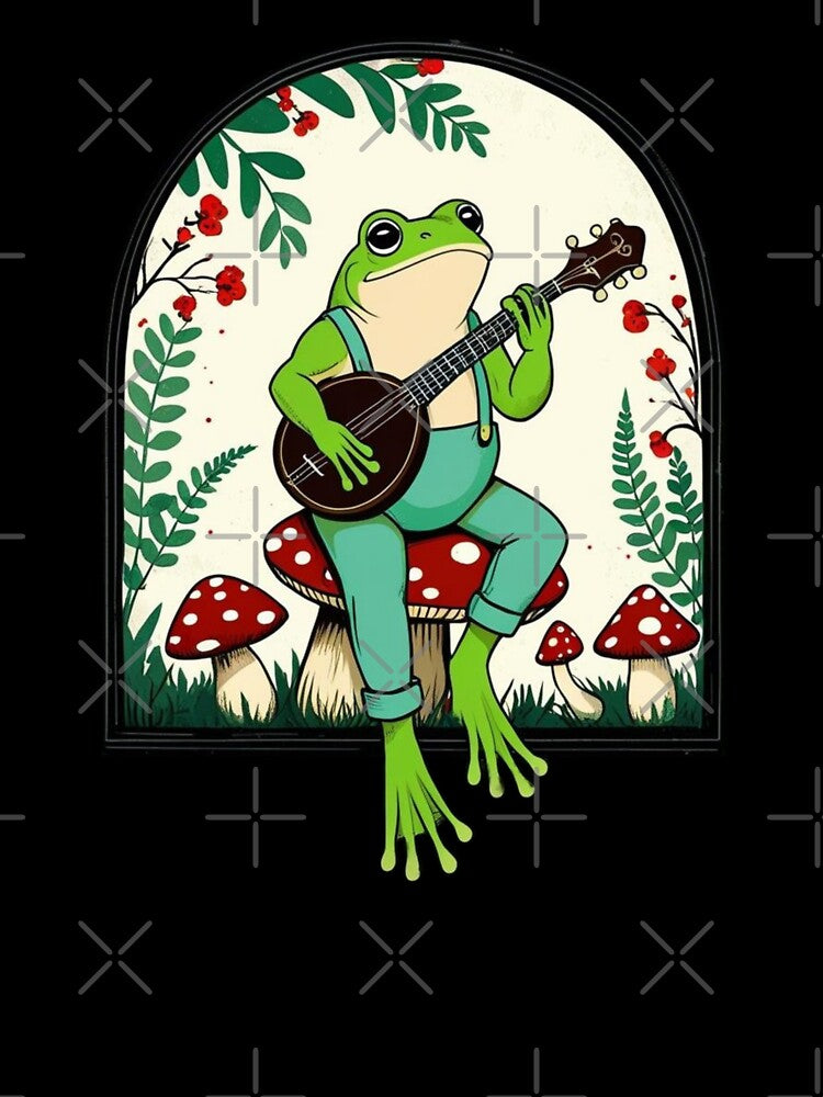 Cottagecore Frog with Banjo – Cute Nature Aesthetic by PrinToria-1